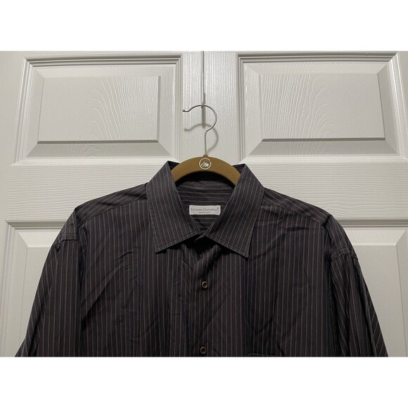 Men's Button Long Sleeve Shirt Made in Italy Size 17 Luciano Ceccarelli - Picture 3 of 9